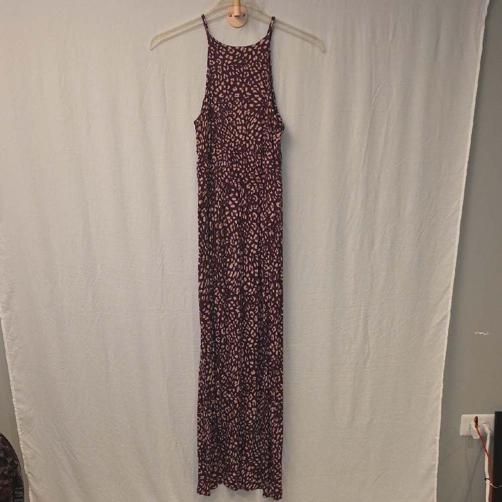 Serra Purple and Pink Leopard Maxi Dress